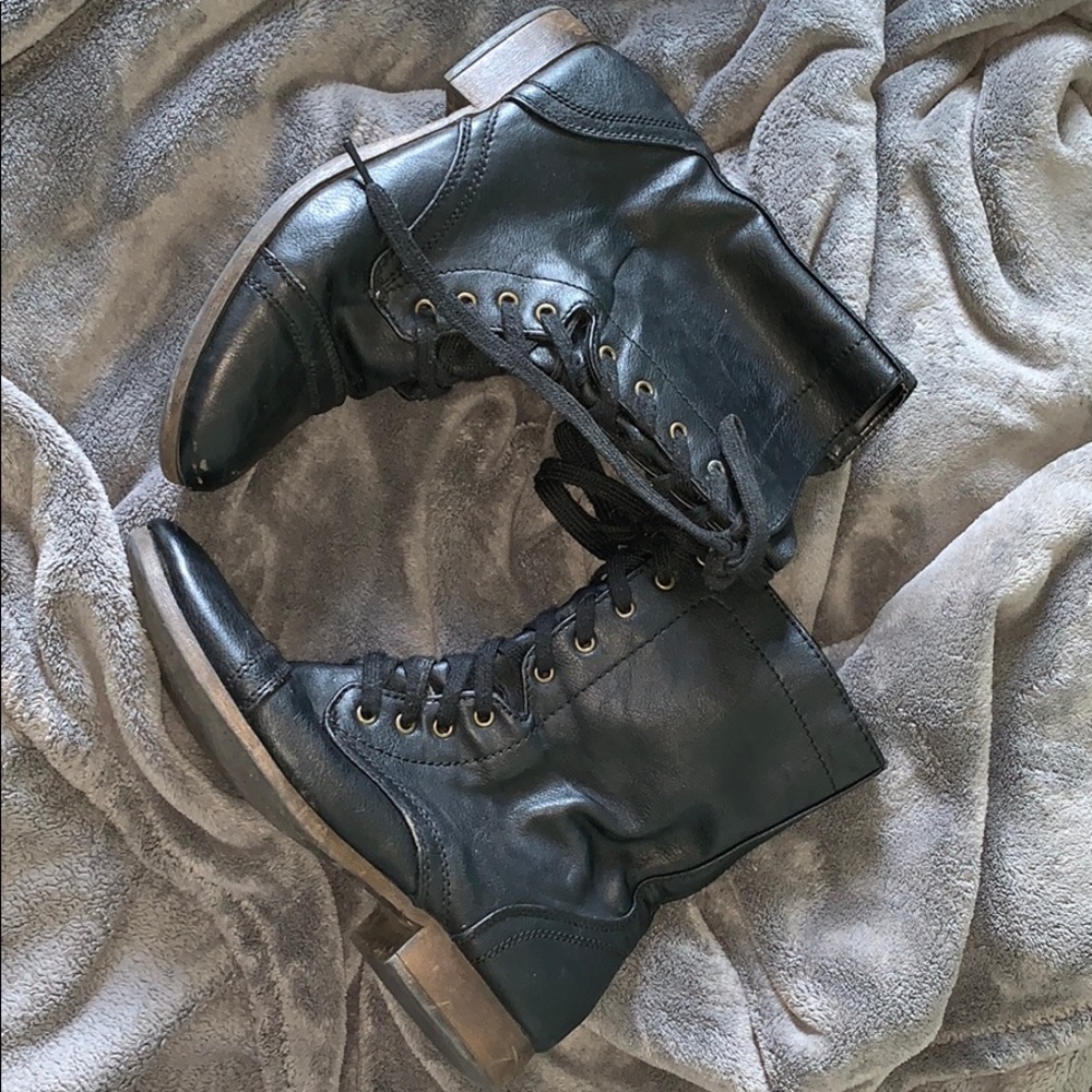 Black combat boots